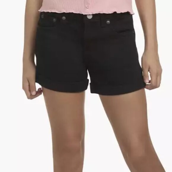 NWOT Levi's Girls' Kids Girlfriend Black Cuffed Stretch Midrise Shortie Sz 10 - Picture 7 of 9